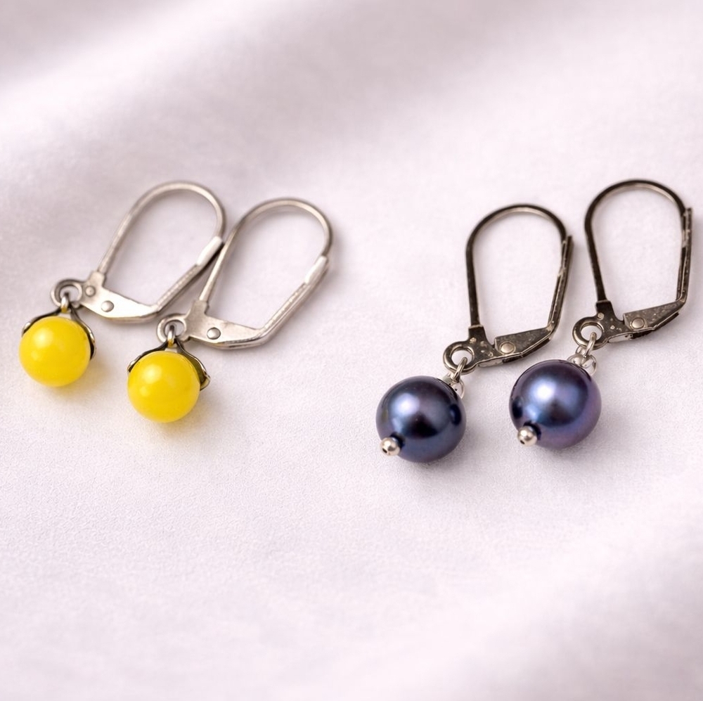 Elegant Yellow and Purple Earrings Set